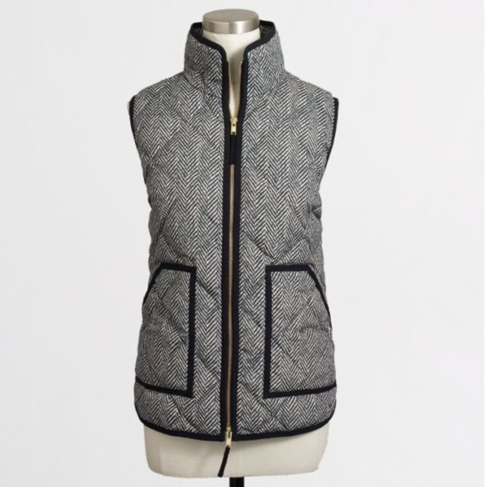 JCrew Herringbone vest - black/white with pockets
